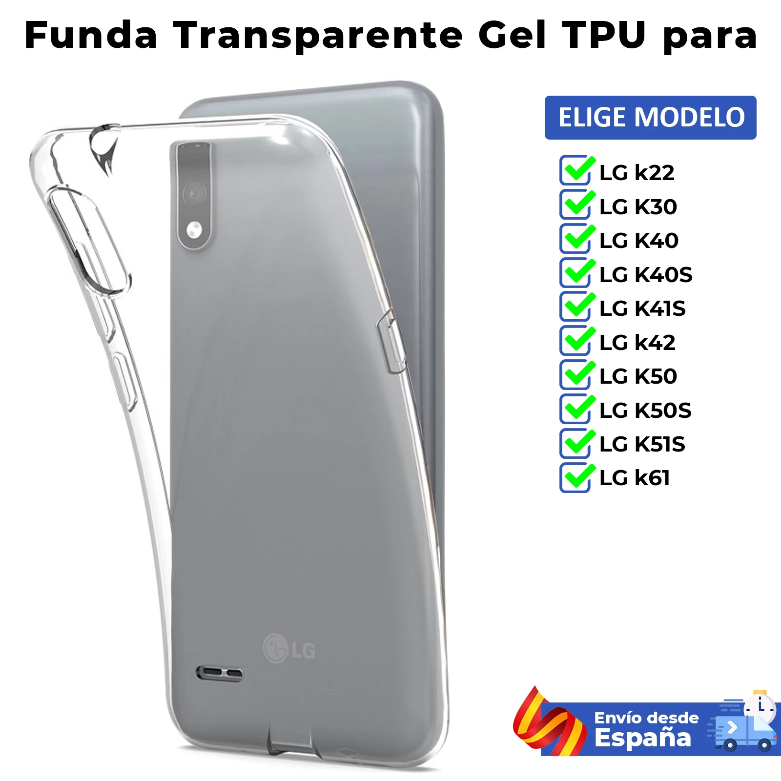 TPU case for LG k22 K30 K40 K40S K41S k42 K50 K50S K51S k61 transparent silicone phone case. Choose model