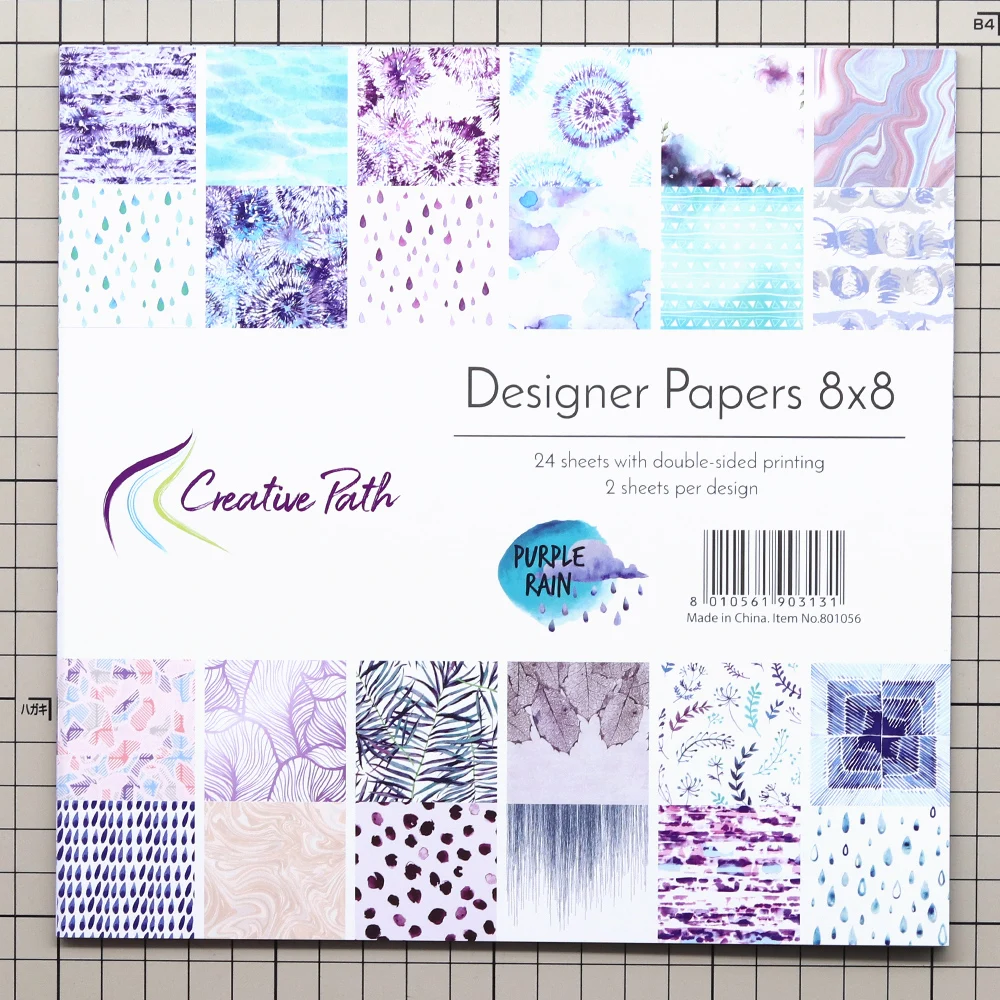 Creative Path 8 Zoll Scrapbooking-Papier Lila Regenmuster Dekoratives Journaling-Hintergrundpapier Origami-Designpapier 20*20 cm – Detail 1