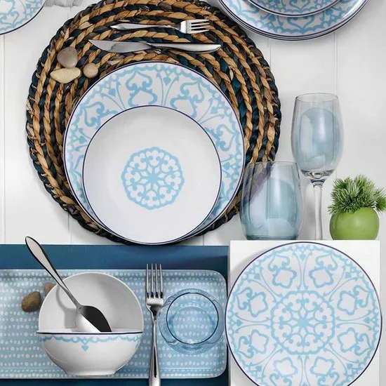 Stylish Colorful Design 6 Persons 24 PCS Porcelain Turkish Made Dinnerware Set