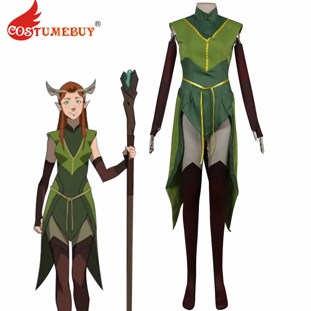 

CostumeBuy The Legend Keyleth Cosplay Costume Women Dress Outfits Halloween Carnival Green Suit