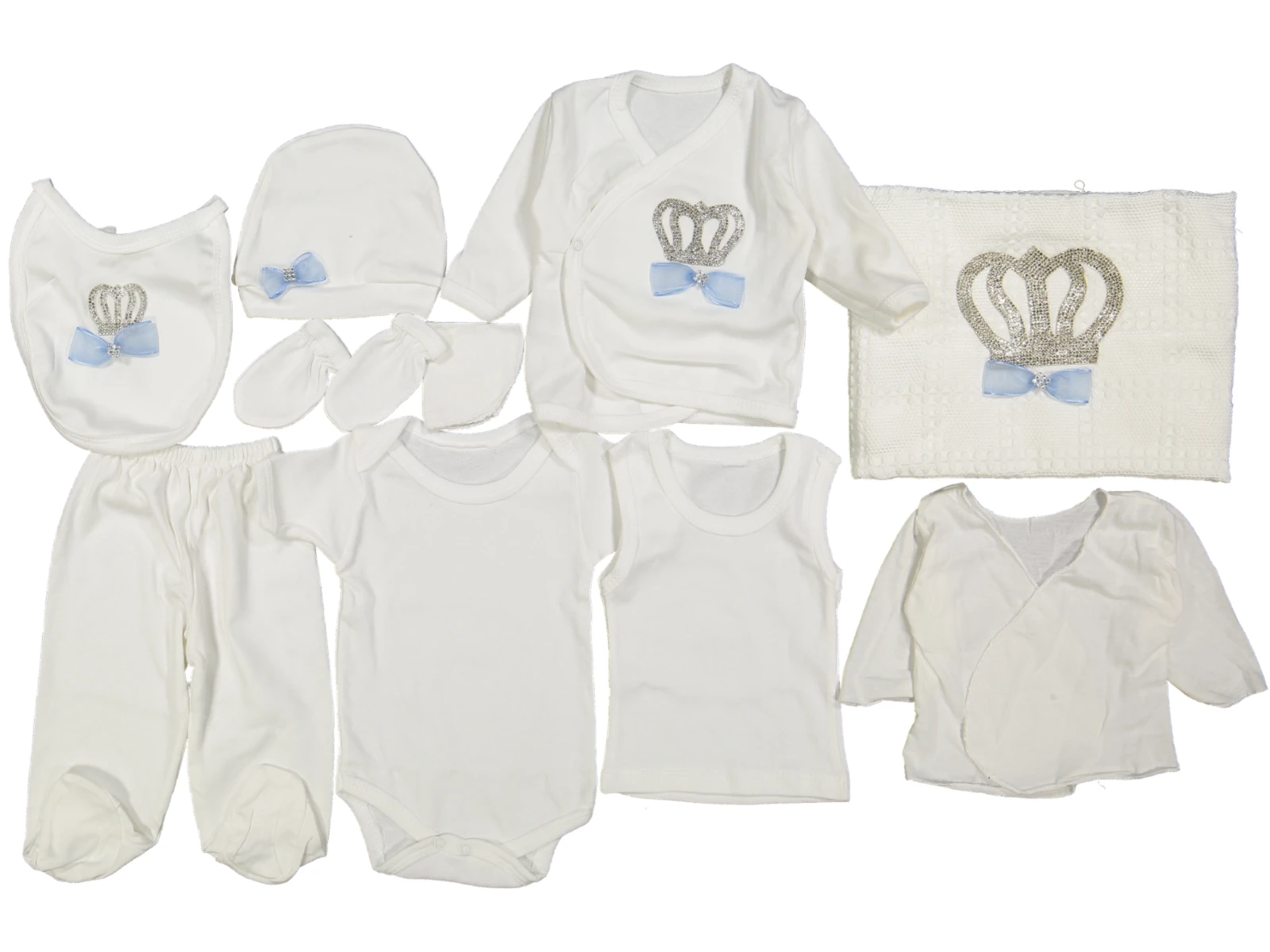 Baby Boy Stony King Crowned Newborn Outfit Clothing 10-pcs Hospital Custom Fabric Antibacterial Babies Healthy Safe