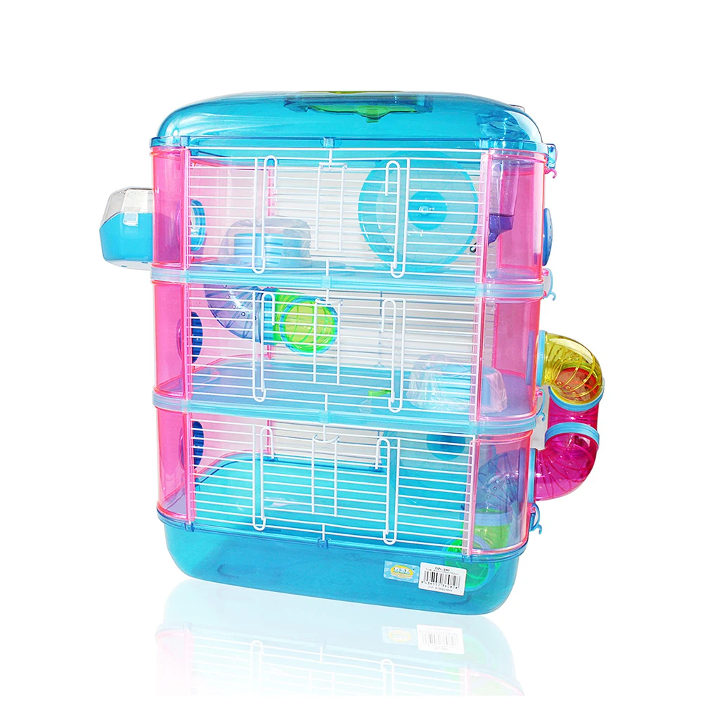 Smell & Smile Hard Plastic Hamster Cage, Kennel Drinker Feeder Wheel All-Inclusive Tube 3 Sizes