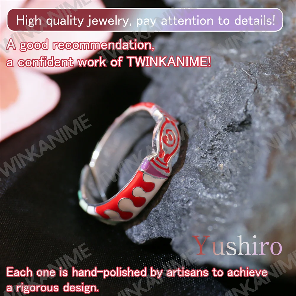 TWINKANIME S925 Sterling Silver Demon Anime Slayer Ring Adjustable About 7-9# For Men Women Holiday&Birthday Gifts