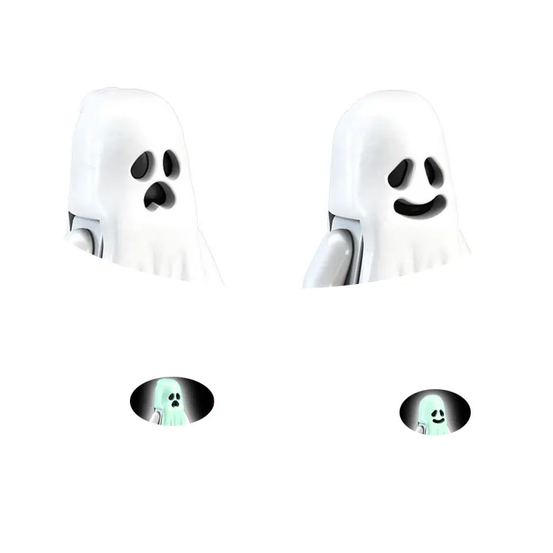 Single Horror Halloween Series Building Blocks Luminous Smiling&Crying Ghost Model Action Figures Small Bricks Toys for Children