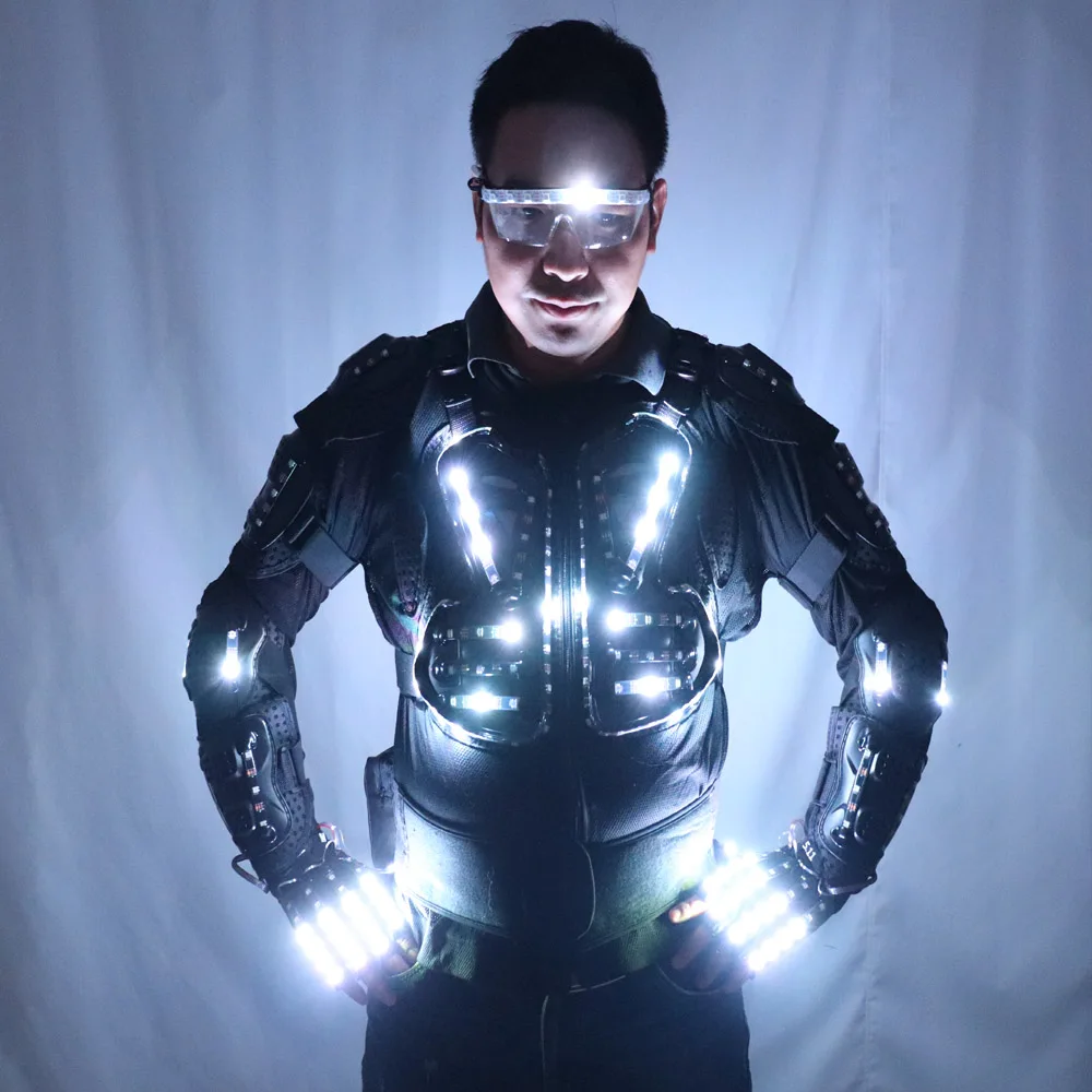 Full color LED Luminous Armor Light Up Jacket Glowing Costumes Suit Bar Dance Team DS Singer DJ Nightclub gogo Costume