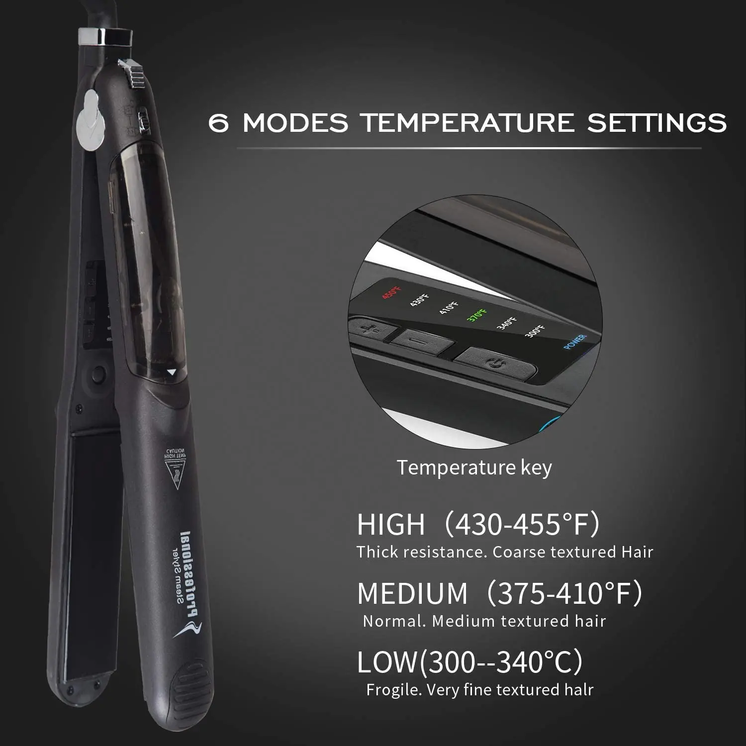 Steam Straighteners for Hair Professional Salon Ceramic Tourmaline Vapor Steam Flat Iron 2 in 1 Straightening and Curling Iron