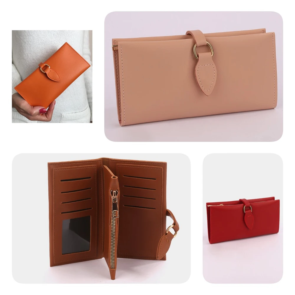 

2020 Turkish Quality Women's Wallet Soft Faux Leather Buckle And Multi-Compartment Money Pocket Luxury Casual Bag Card Holder