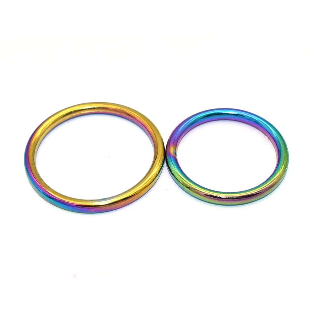 

Rainbow O Rings Non Welded Metal Loops O Buckle Round Buckles Sliding O Rings Belt Strap Buckle for Purse Bag Strap Leather