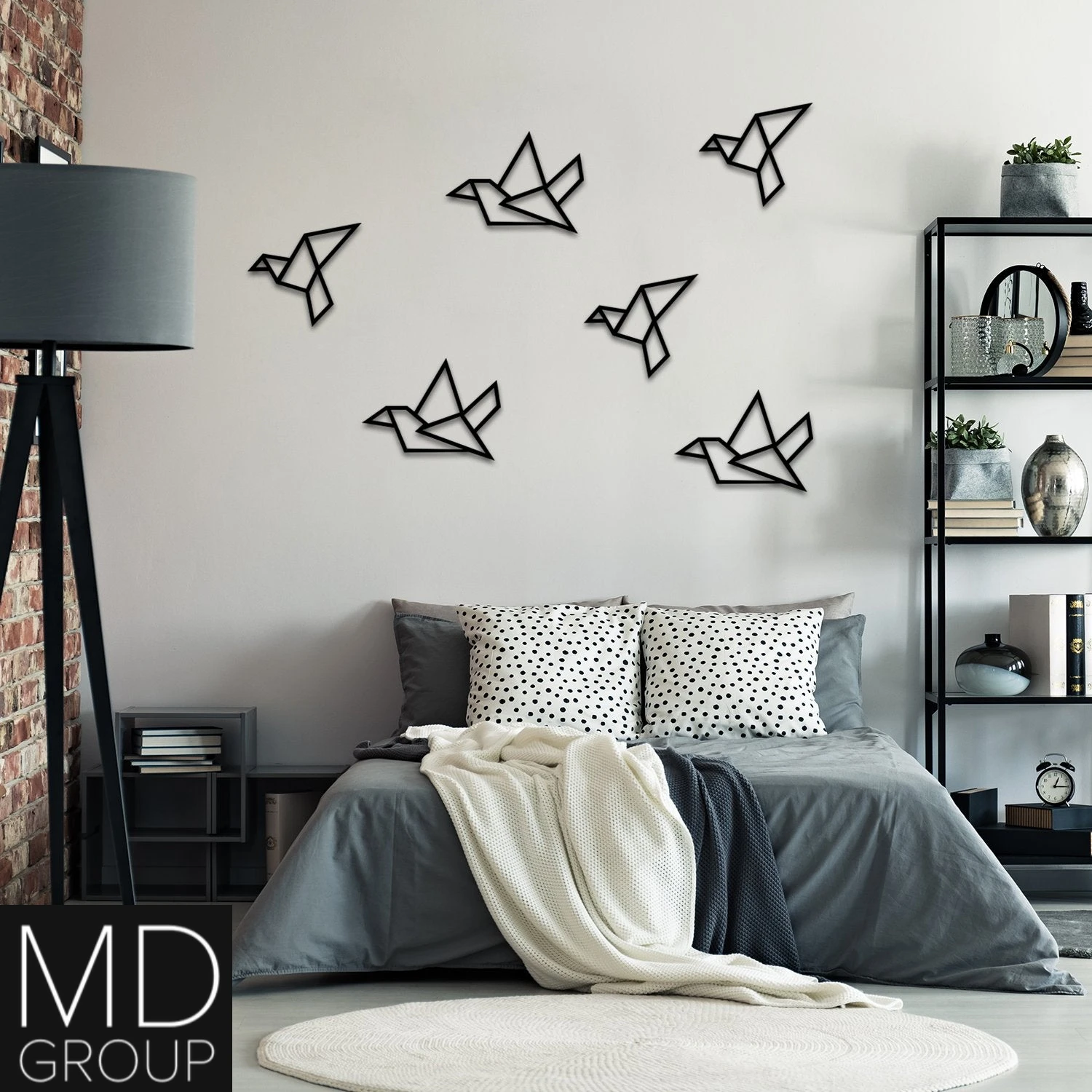 Wood Wall Art Decoration Origami Birds 6 PCS Wood Wall Decor Nature Living Room Bedroom Home Office Decoration Style Art Design