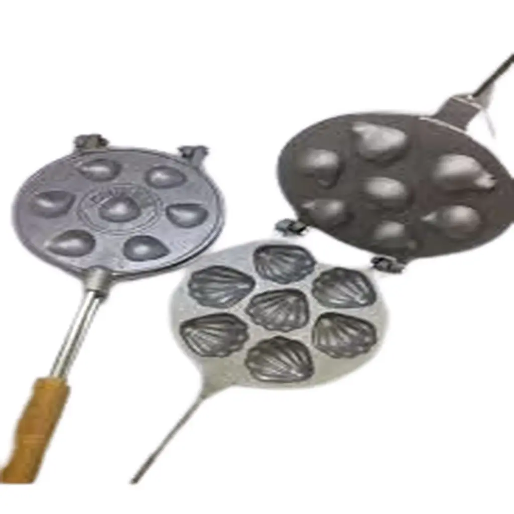 Stovetop Casting Tartlet Mold Small Tartlet Mold Shell Shape 7 pcs mold in one Mold Wooden Handle Easy Cookies