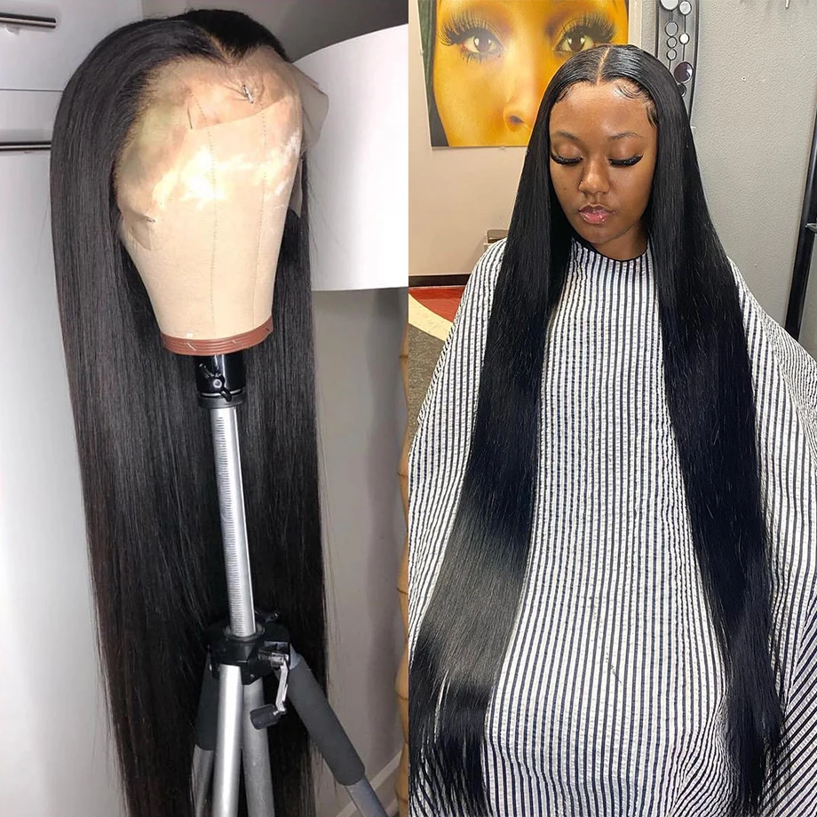 Wig depan renda HD lurus 30 40 inci Wig Bob pra pencabutan depan Brasil murah untuk wanita pilihan rambut manusia dengan kepadatan 250