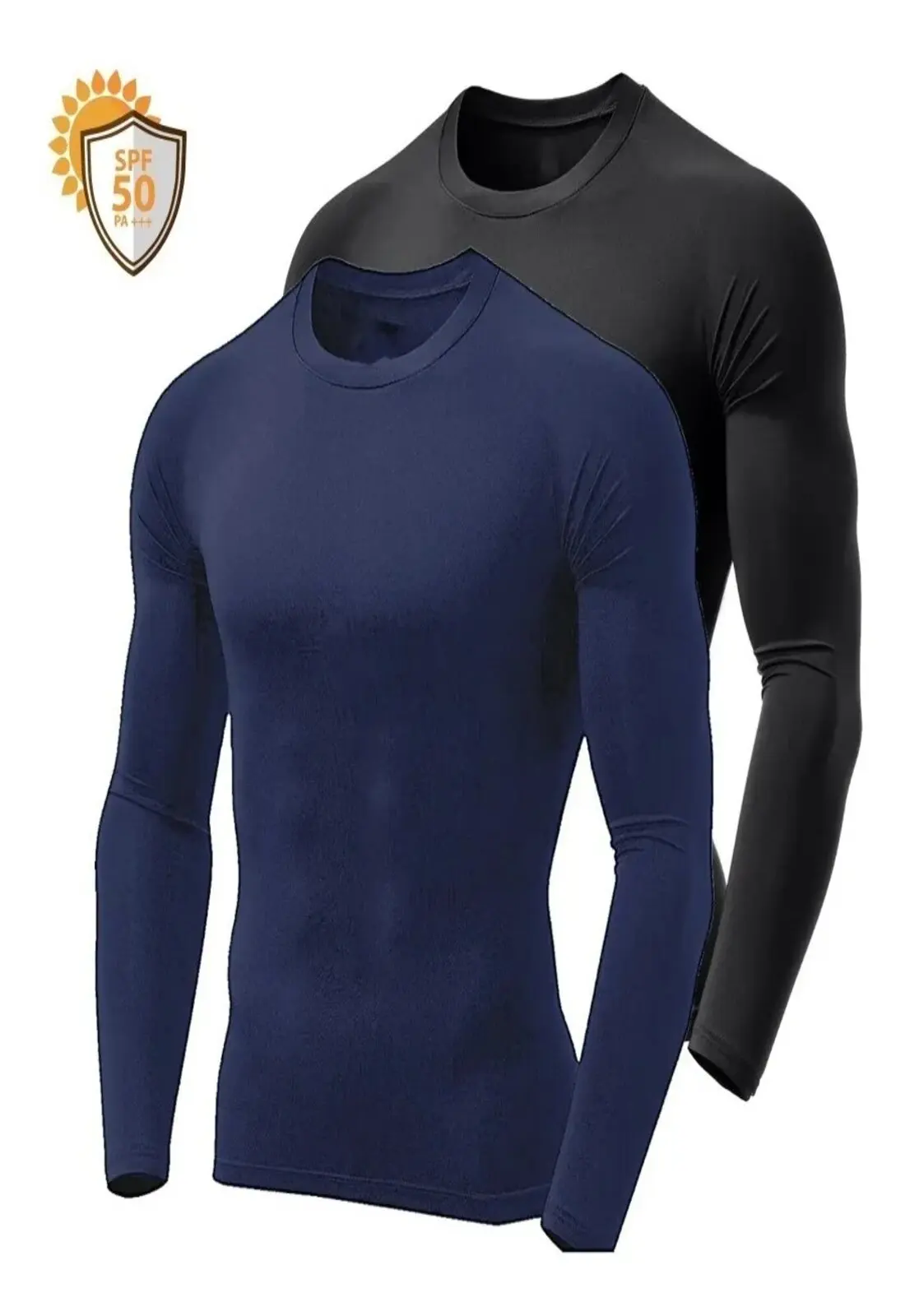 Kit 2 shirts UV protection + 50 sport beach male thermal sport cycling sun protection