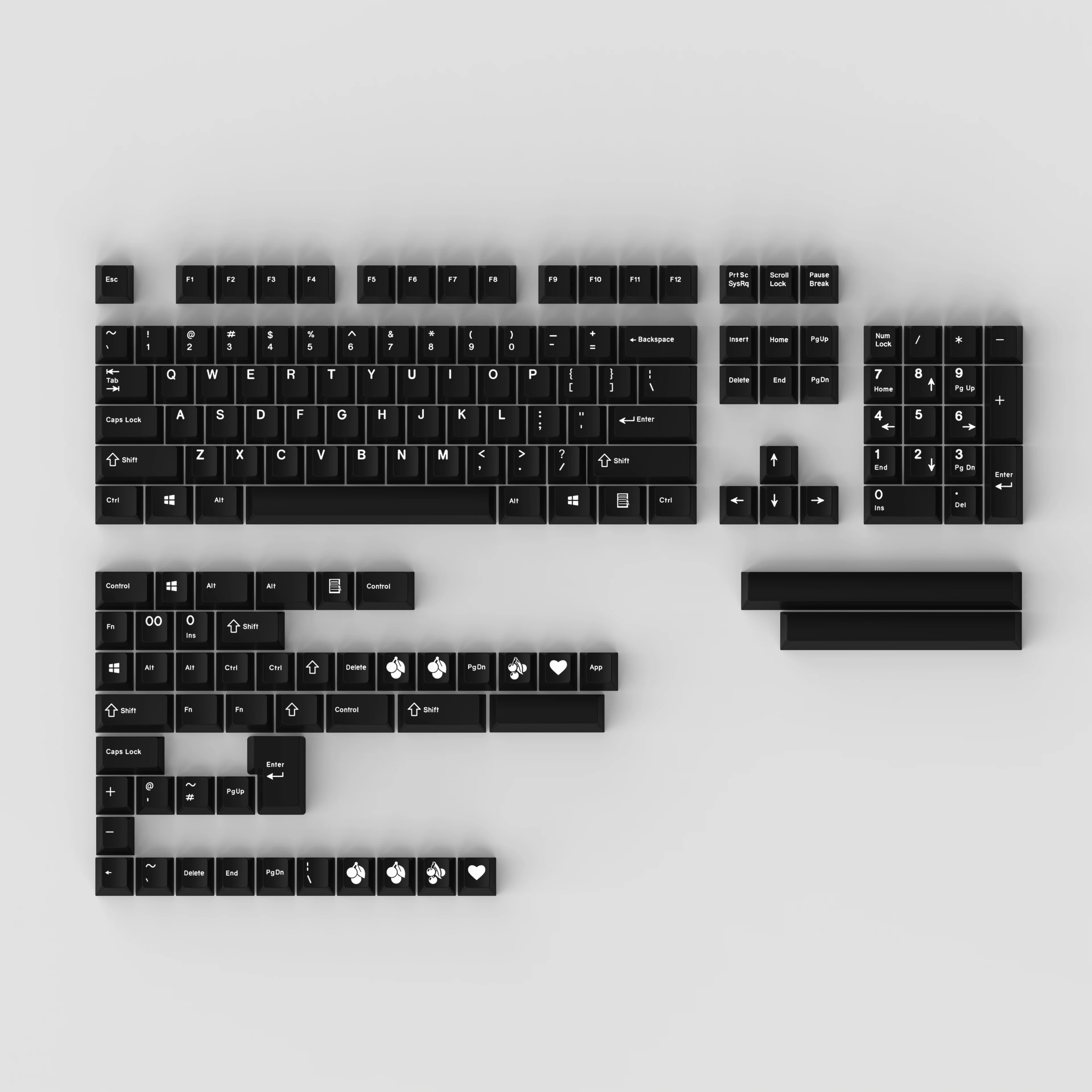 

Enjoypbt keycaps white on black 153 key ABS material is suitable for most mechanical keyboards