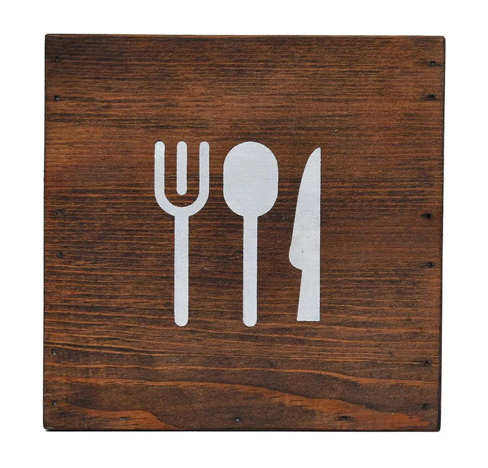 Country Printed Wooden Cutlery Width 12 cm Length 16 cm Height 15 cm Color Walnut Wood Type Pine