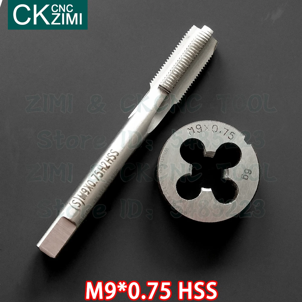 M9 * 0.75 m9x0.75 hss em linha reta lidar com a máquina padrão morrer torneira de alta velocidade fio de aço broca de batida redonda morrer torneira e morrer conjunto ferramentas