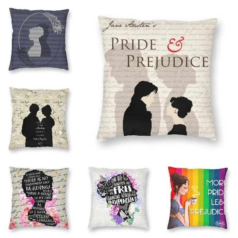 Nordic Pride And Prejudice Throw Pillow Case Home Decor Square Jane Austen Cushion Cover 40x40cm Pillowcover for Living Room