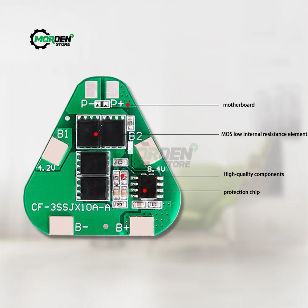 3s Ternary 12.6V 12A Same Port Without Balanced Lithium Battery Protection Board for Power Tools Accessories