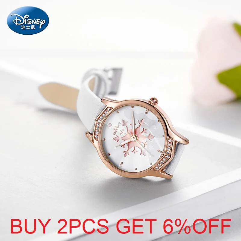 Disney For Women Watches Frozen Cartoon Quartz Wristwatch Rhinstone Scale Luminous Hand Waterproof Girl Youth Student Lady Clock