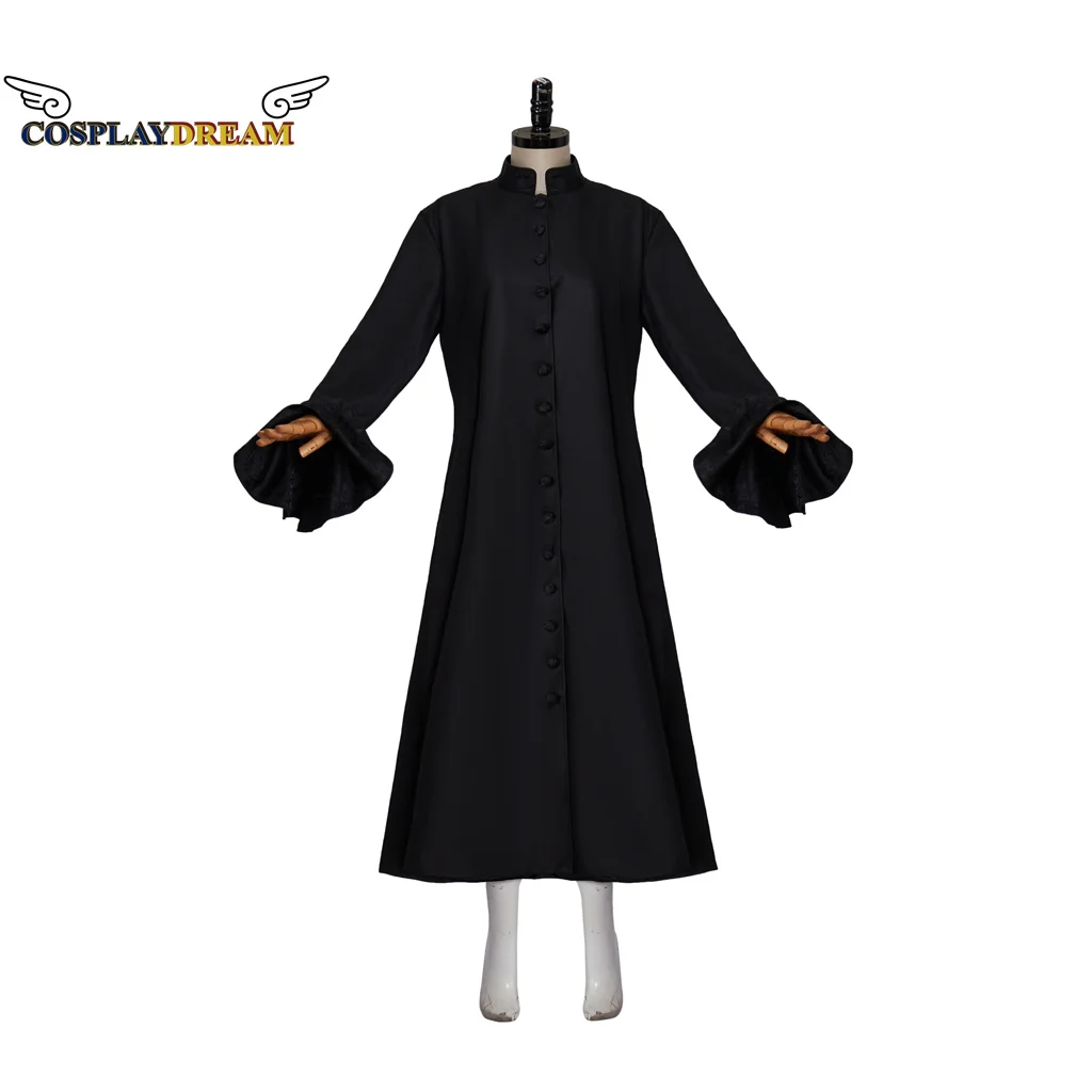 

Cosplaydream Roman Priest Black Robe Costume Medieval Clergy Cassock Women Bustle Sleeves Robe Custom Made