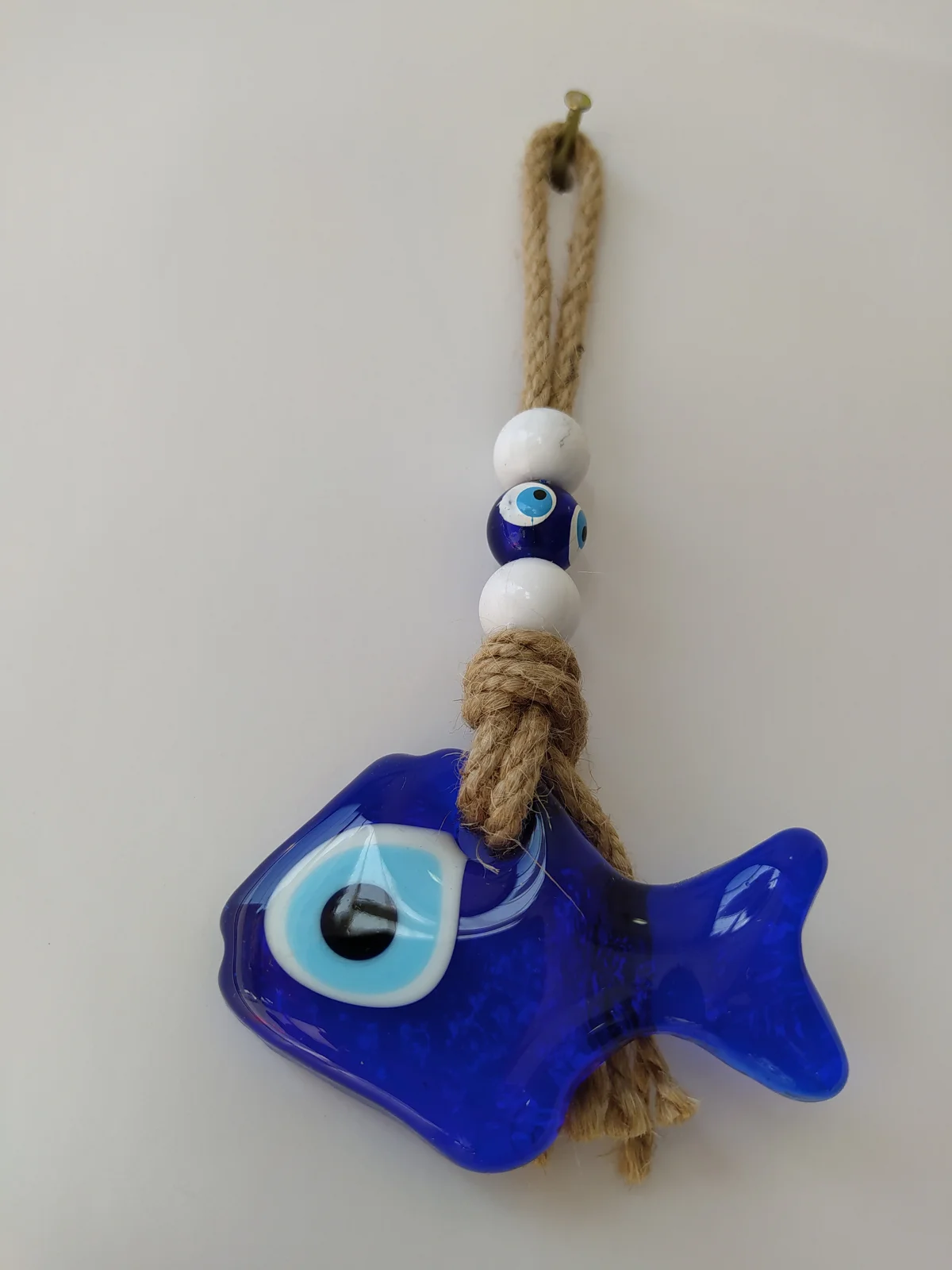 Fish Evil Eye 7cm Glass Bead Pendant Charm Turkish Handmade Amulet Wall Hanging Talisman Boho Home Decor Made in Turkey