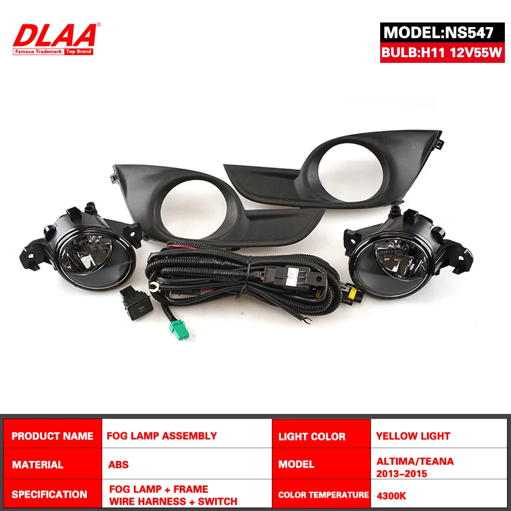 DLAA Front Fog Lights for ALTIMA TEANA 2013-2015 Car Styling Spot Light Fog Lamps with Switch 1 Pair