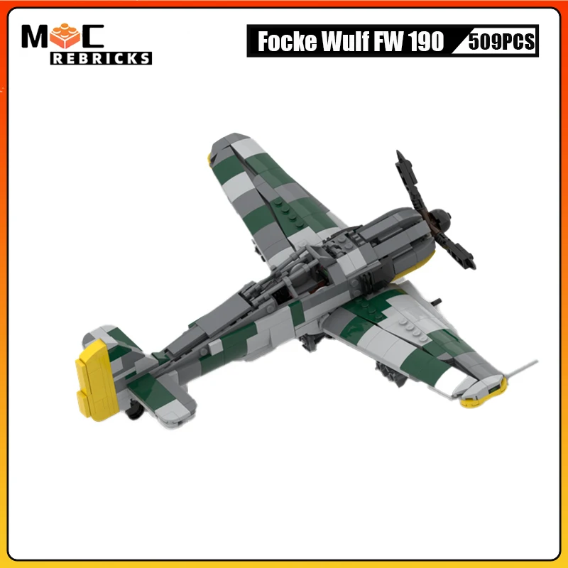 

WW2 Military War Series Mini Scale Germany FW 190 Fighter MOC Building Blocks Aircraft Model DIY Bricks Toys Children XMAS Gift