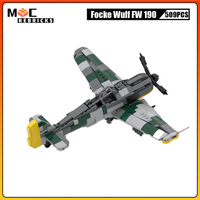 WW2 Military War Series Mini Scale Germany FW 190 Fighter MOC Building Block Aircraft Model DIY Senior Bricks Boy Toys Xmas Gift