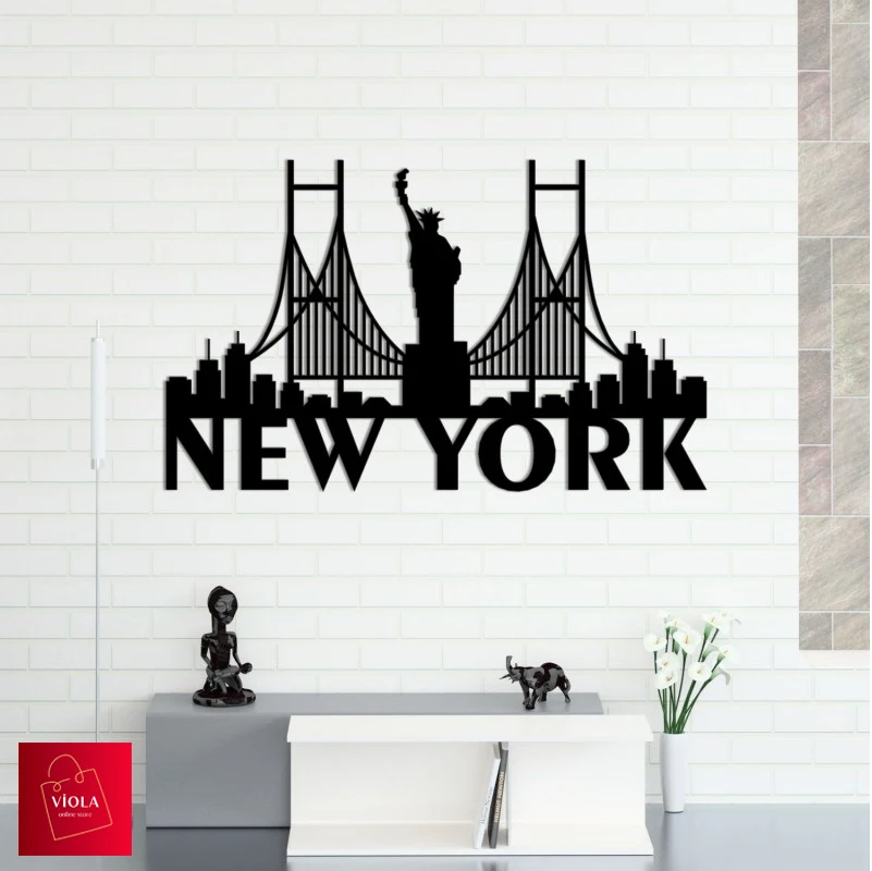 

Quality Wooden Wall 1 Piece New York Shaped City Figure Decor Black Color Home Design Modern Office Home School Beautiful Creati