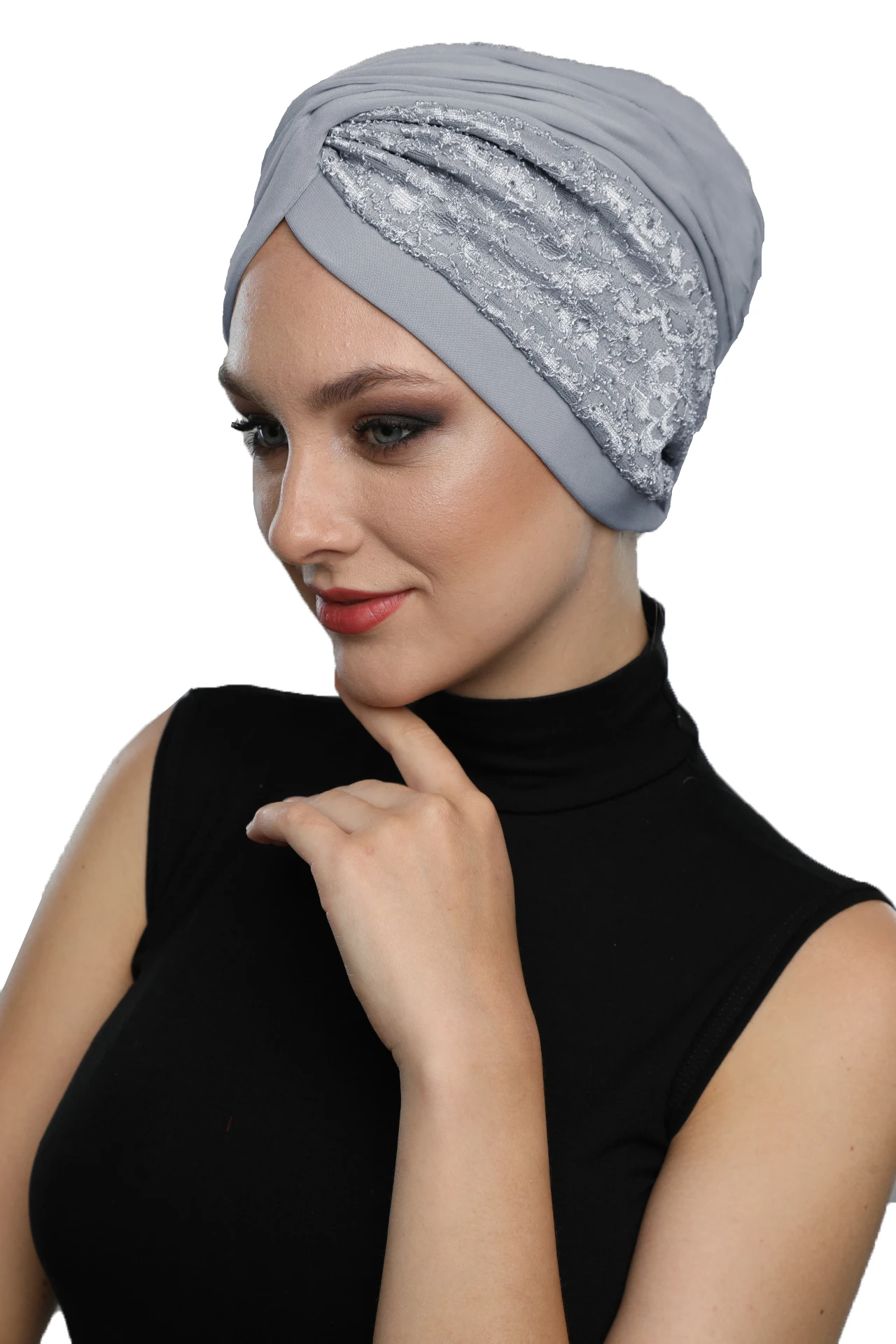 2024 New Fashion Cross Lace Ready Made Turban Hijab Bonnet Scarf Cancer Cap Special Women Product Beret Bandana Shawl Muslim