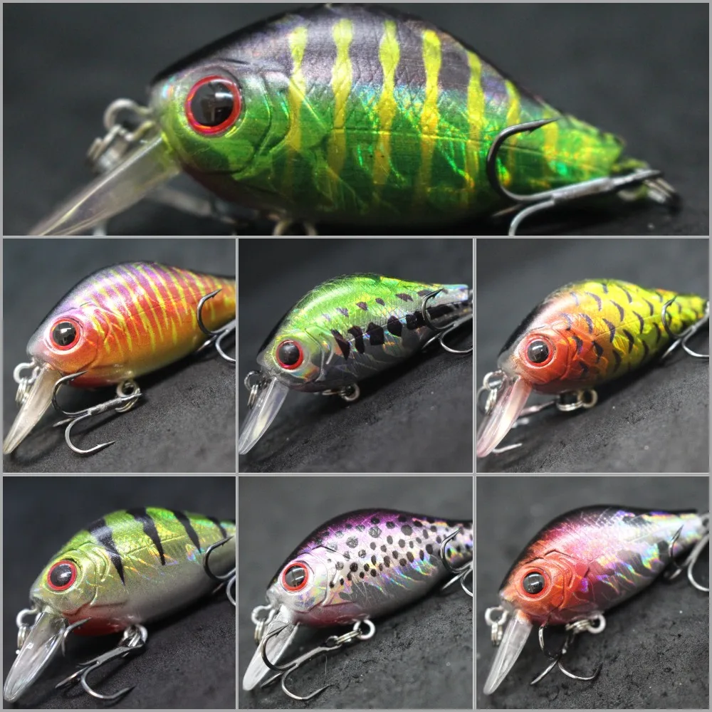 wLure Fishing Lure 5.6cm 7g Tiny Crankbait Variant Colors 0.5 Meter Depth 2 #8 Treble Hooks Carp Wide Wobble C564