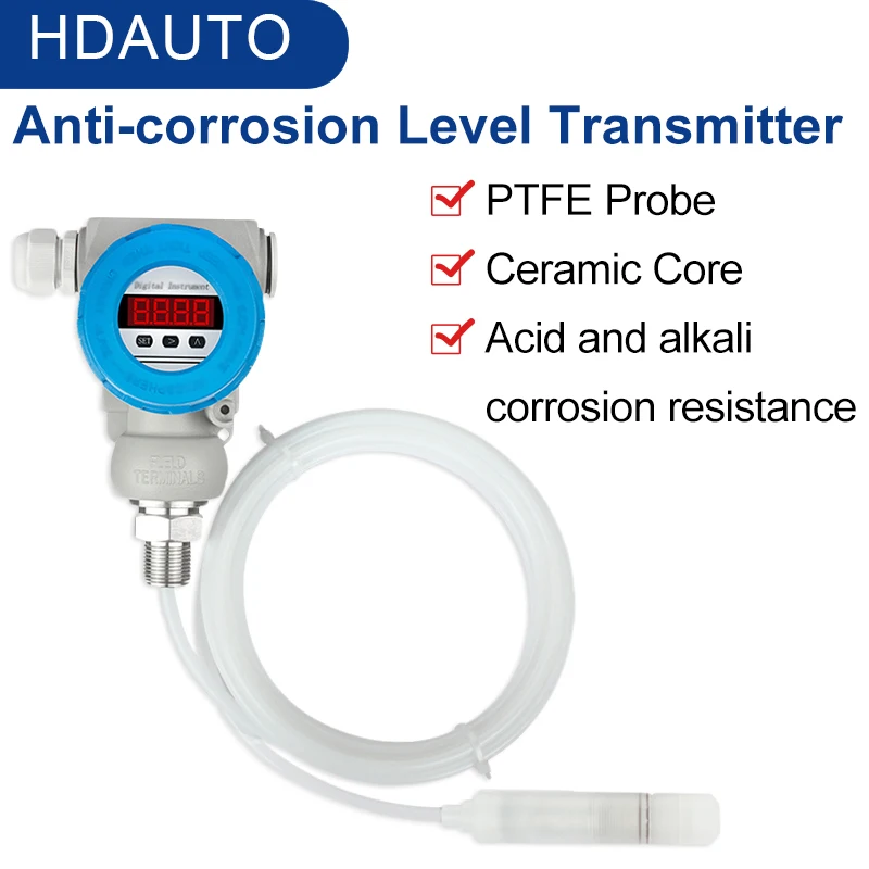 

Anti-corrosion Liquid Level Sensor Acid Alkali Corrosion Resistance Static Pressure Submersible Level Transmitter Gauge 4-20mA