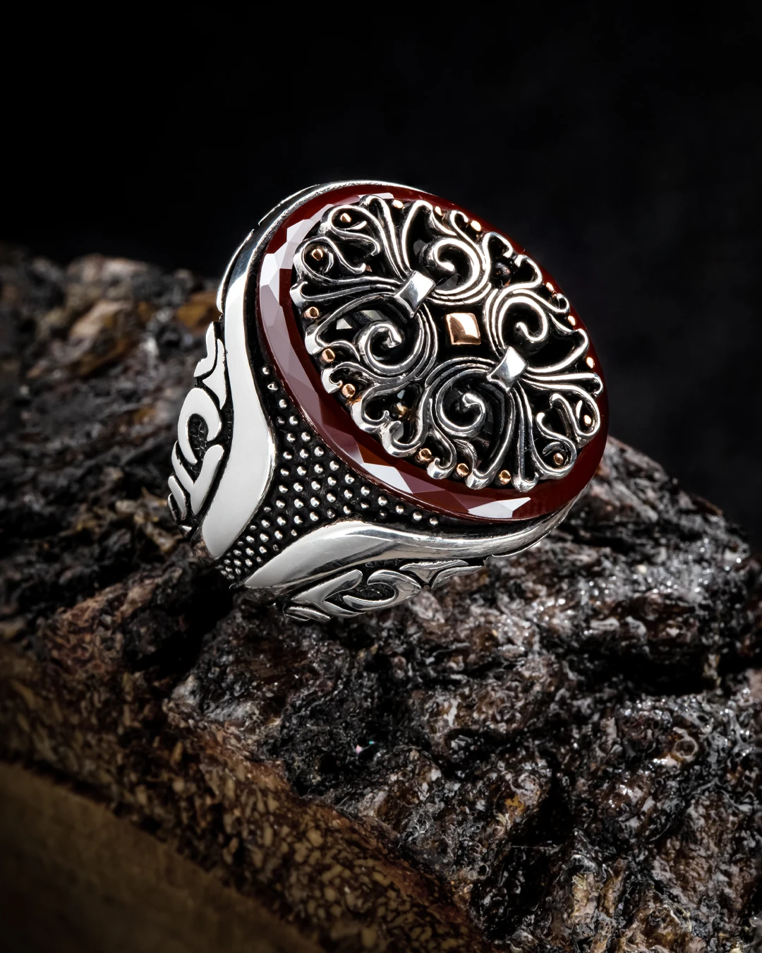 925 Sterling Silver İslamic Pattern Stoneless Ring Jewelry Made in Turkey in a luxurious way for men with gift Free Shipping