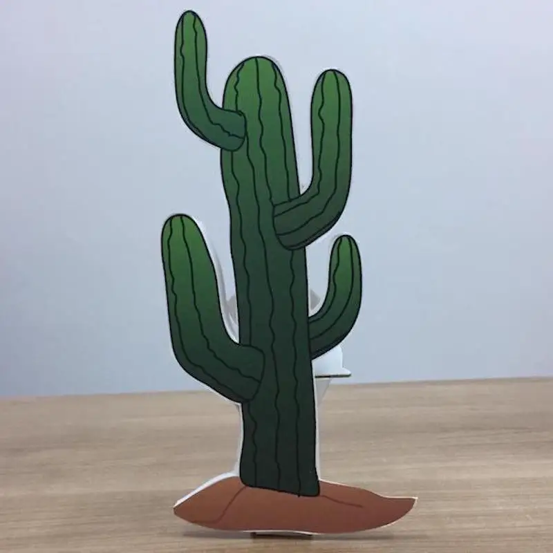 Cactus Desert Foam-board Cutout Standee with Cardboard Stand, Kids Birthday Decoration, Little Cowboy Concept Party Supplies