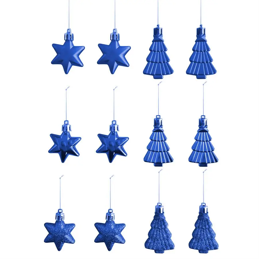 Christmas Tree Ornament Assortment Set Christmas Baubles Shatterproof Hanging Mix Christmas Pinecone Star Noel Decoration 12 pcs