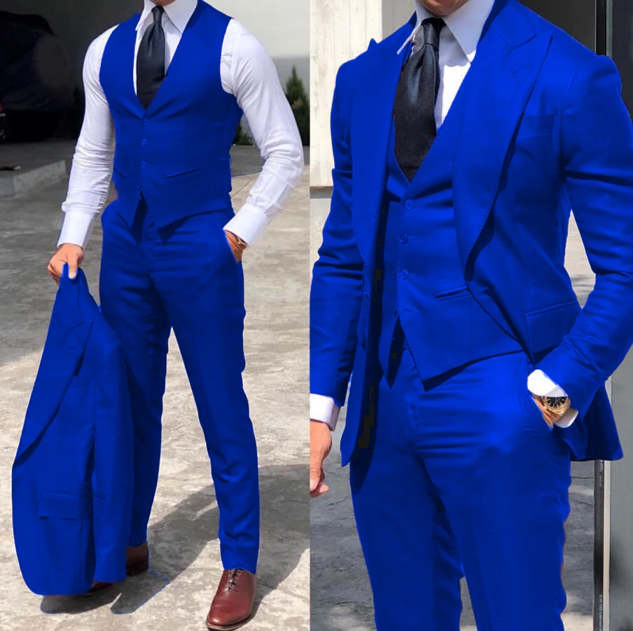 Jas Pernikahan Berkelas Slim Fit Pakaian Pengantin Pria Jas Pengiring Pria Tuksedo Pria Murah Bisnis Formal (Jaket + Rompi + Celana)