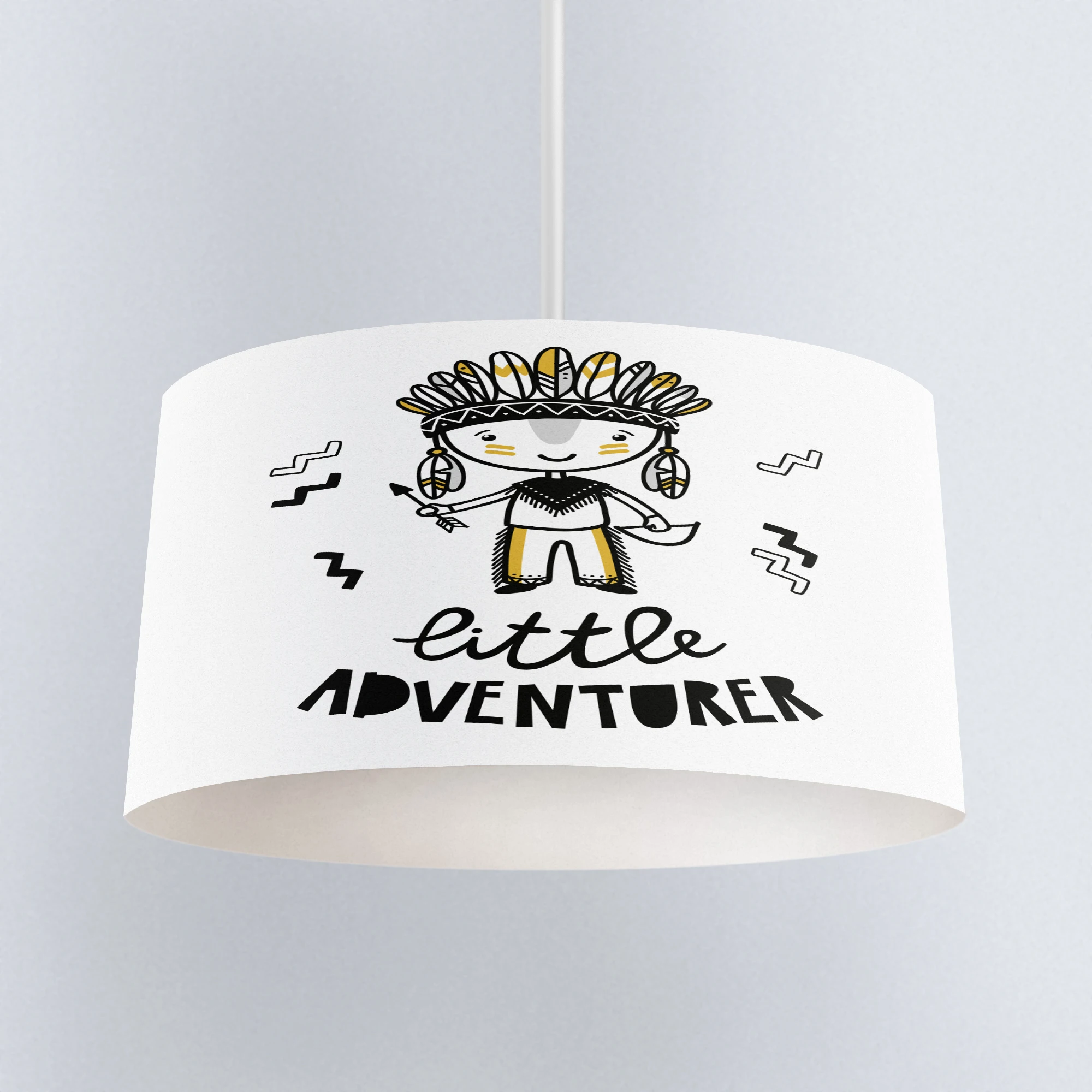 

Else Black White Yellow Bohemian Boy Adventur Print Fabric Kids Chandelier Lamp Drum Lampshade Floor Ceiling Pendant Light Shade