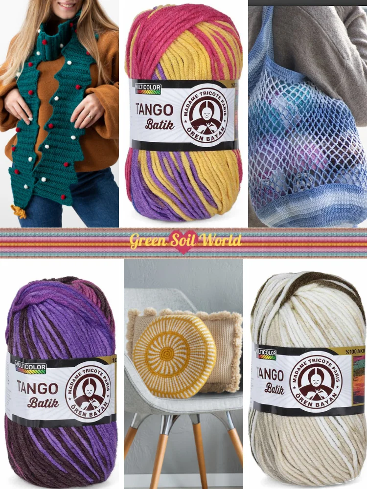 Acrylic Knitted Yarn - 6 Color Options -  120 Meters(100gr) - Ören Bayan Tango Batik - Cardigan - Sweater - Scarf - Shawl - Vests - Booties - Amigurumi - Berets - Hats - Accessory Material - DIY