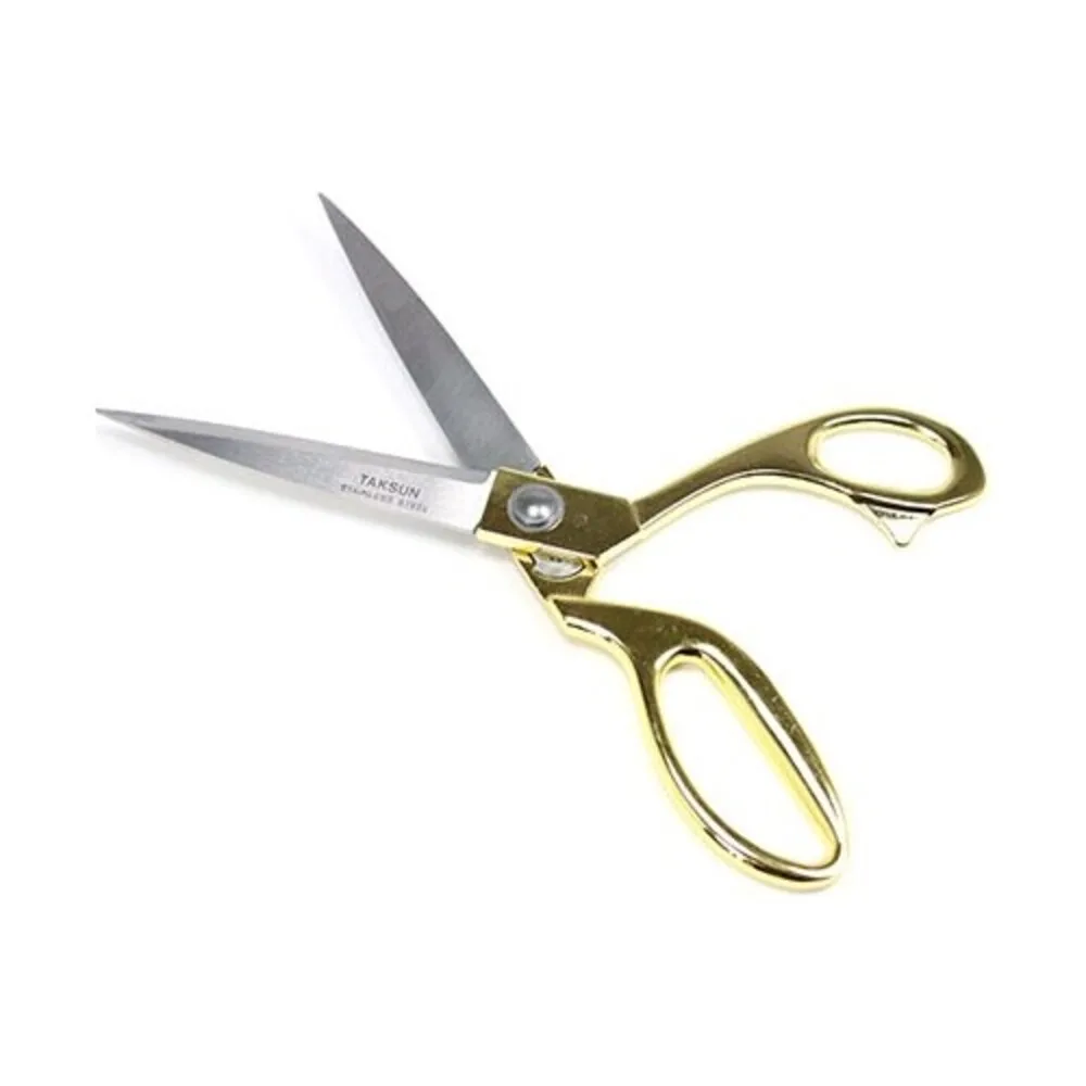 Taksun Professional Tailor Scissors Stainless steel Gold-coloured handle Fashion Tailor's Scissors with Cliff Stylish Scissors