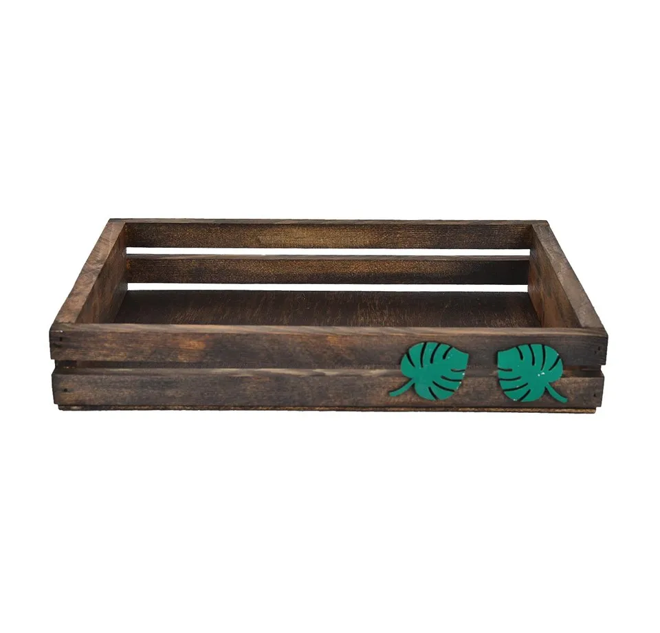 Monstera Wooden Case Tray Pine Tree Width 22 cm Length 31 cm Height 5.5 cm