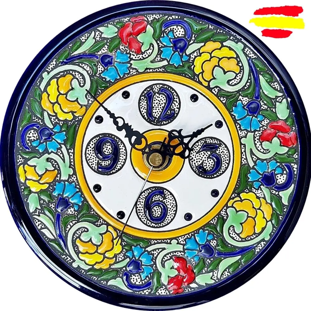 Ceramics Watch Spanish's 17 cm/6,7 inch diameter-enameled handmade-done in España-artístico-Hogar and decor-