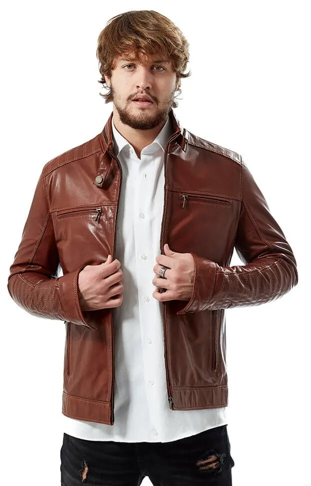 Felice Tân Phối Da Orjinal Da Cừu Thu Đông 2022 Biker Slim Size Lớn VintageTürkiye