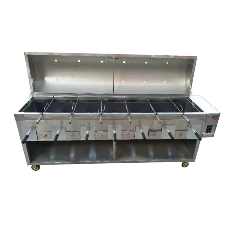 Charcoal Lamb Roasting Machine 6 Heads Lamb Chicken BBQ Machine