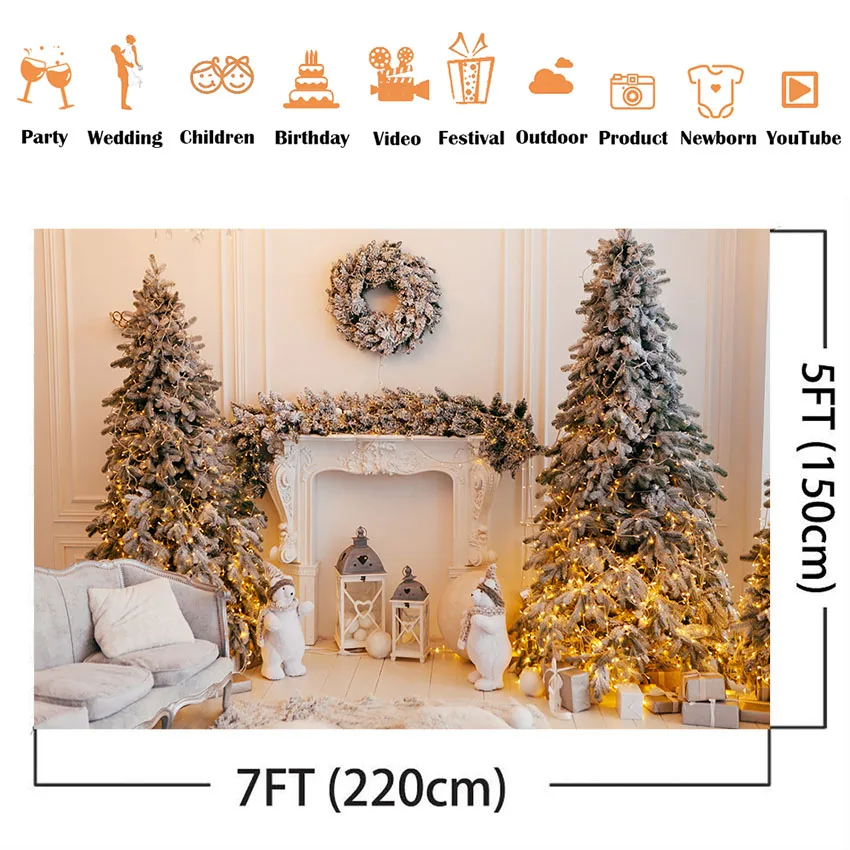 Photography Background Winter Christmas Tree Flash Gift Decoration Christmas Backdrops for Photo Studio Backdrop Photocall