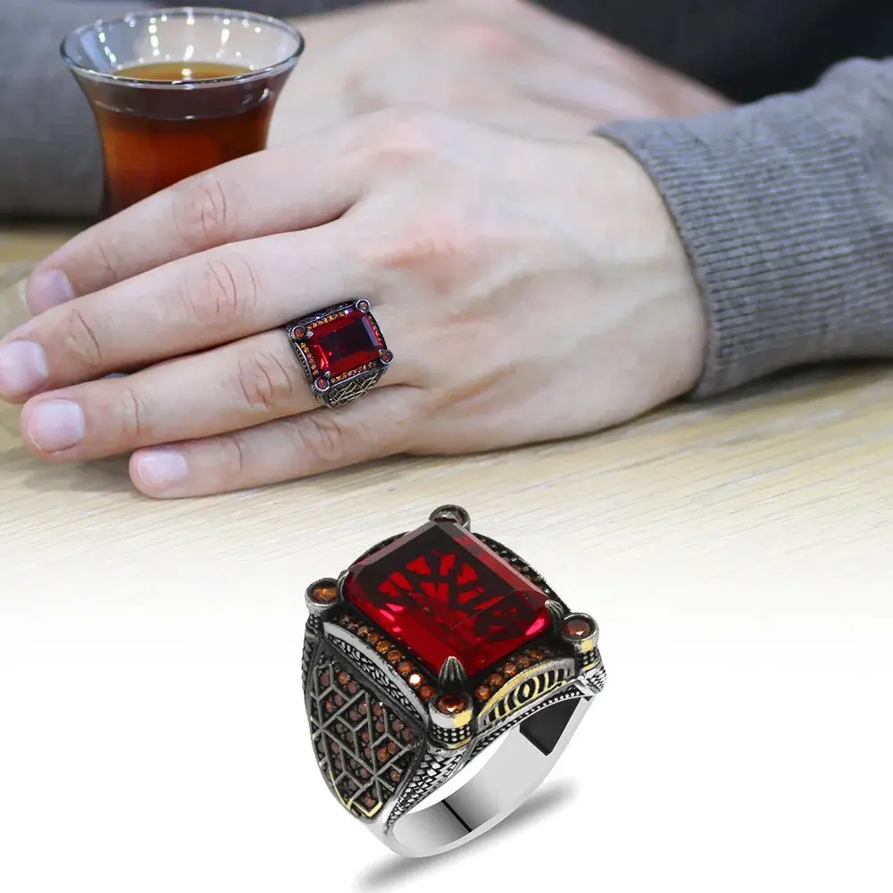 Zircon Stone 925 Silver Men Ring. Men\'s Jewelry All Sizes Are Available