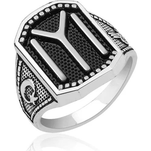 Ervanur Silver Plated Kayi Motif Male Ring