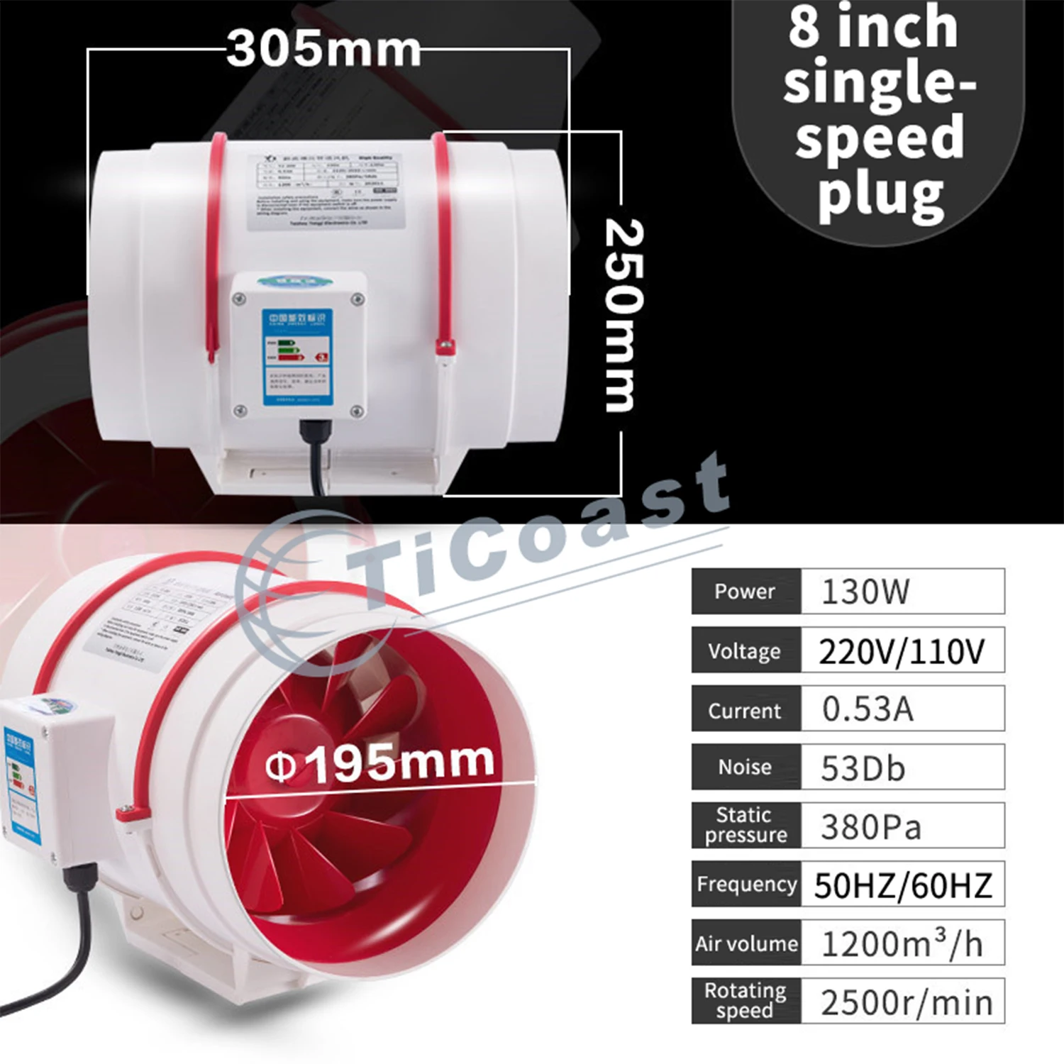 Imagem -03 - Silencioso Inline Duto Fan Air Extractor Exaustor Ventilação para Casa Banheiro Cozinha Ventilador 220v 110v 8