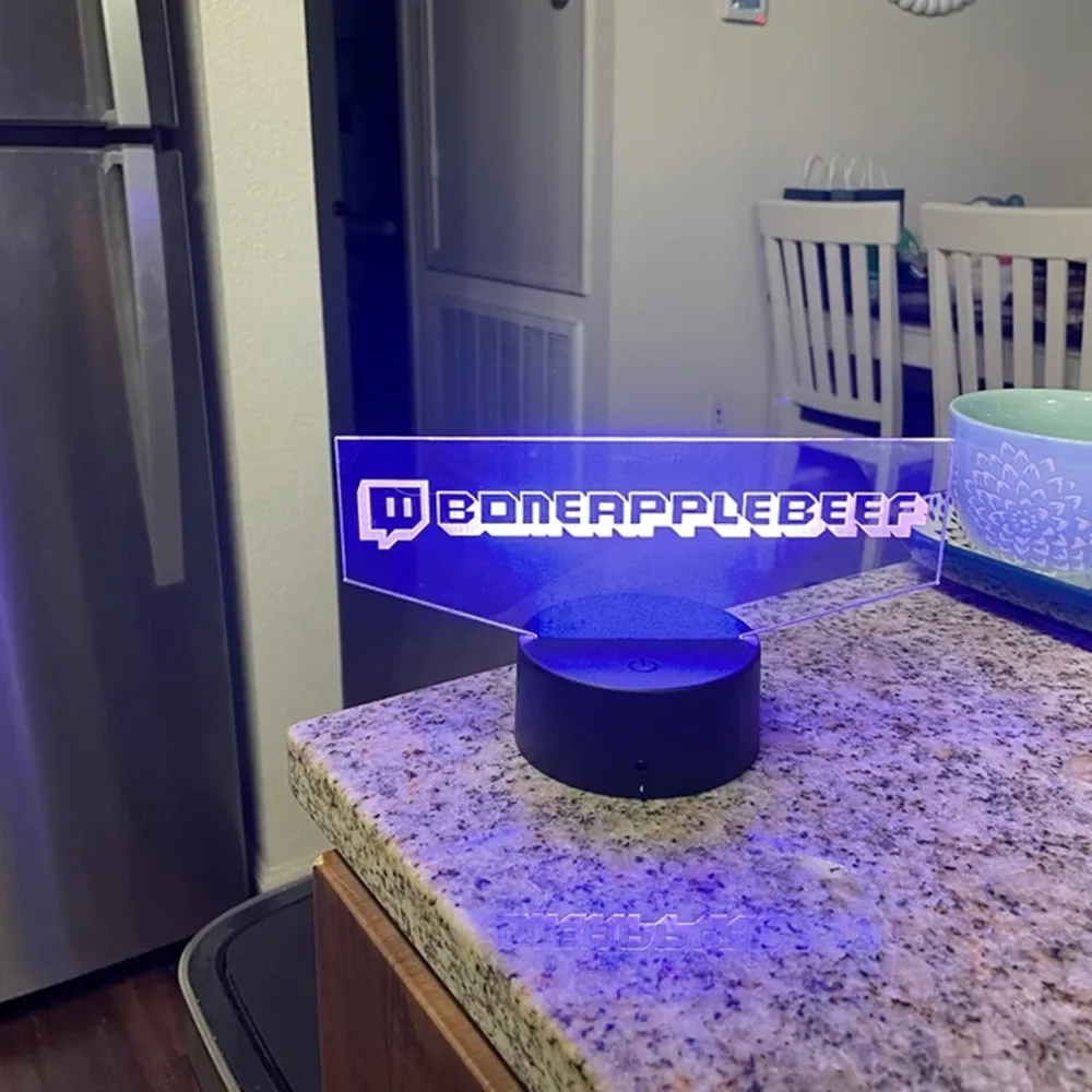 Etiqueta de Gamer personalizada, luz nocturna LED 3D para Twitch, grabado láser, nombre de usuario personalizado, lámpara de letrero de neón para