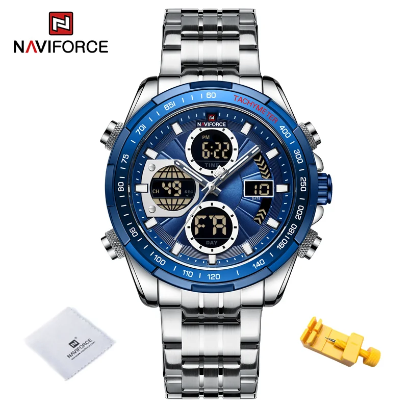 NAVIFORCE Herren-Businessuhren Wasserdichte Armbanduhr Analog Digital Chronograph Quarz Kalender Uhr Relogio Masculino