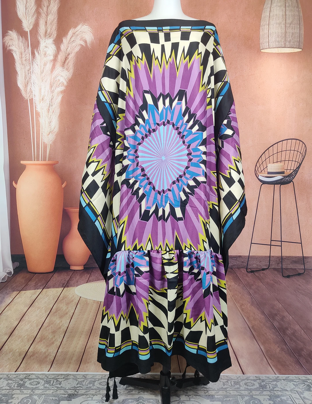 Kuwait Fashion 2022 Bohemian Summer Cotton Printed Loose Butterfly Kaftan Long Dress Oversize Muslim African Caftan Abaya