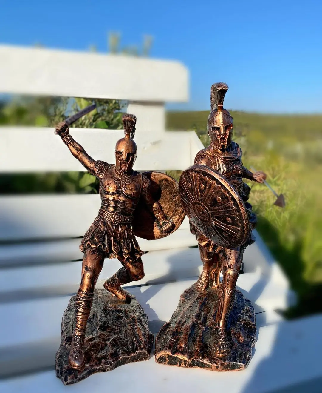 Greek mythology Hector and Achilles sculpture, table decoration, fashion sculpture, home room decor, multifunction desk storage